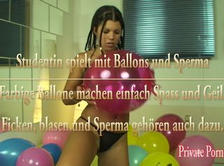 Vorschaubild vom Privatporno mit dem Titel "Geile Göre spielt mit Sperma und Ballone"